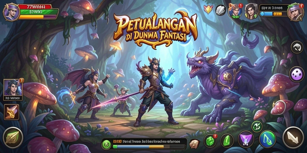 Screenshot 77WIN menampilkan aksi petualangan RPG yang mendebarkan.