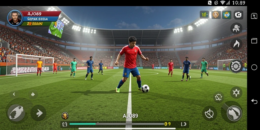 Screenshot AJO89 menampilkan gameplay sepak bola yang seru dan realistis.
