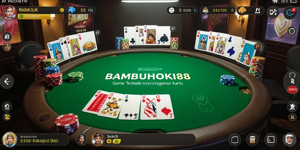 Screenshot gameplay poker di BAMBUHOKI88 yang menampilkan suasana permainan yang seru.