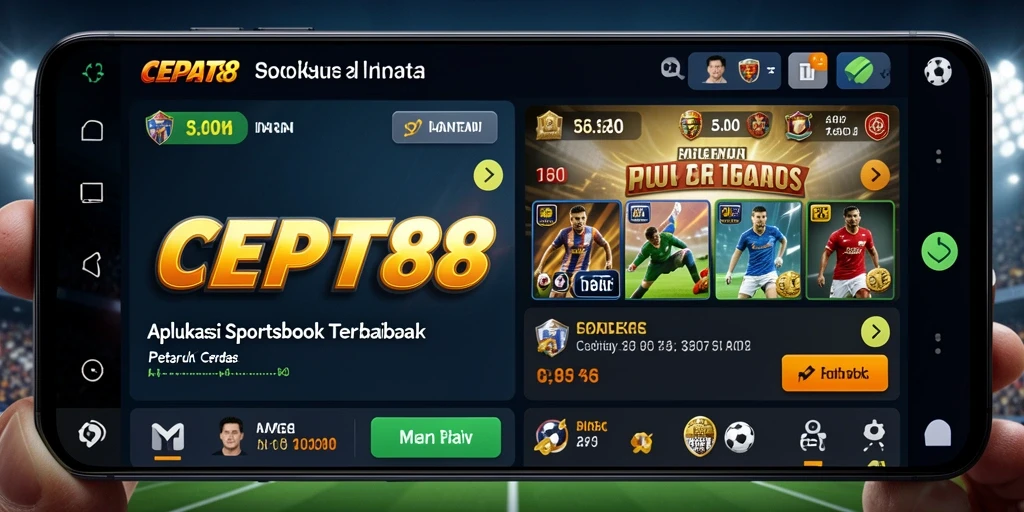 Tampilan gameplay yang menarik dan informatif di aplikasi Sportsbook.