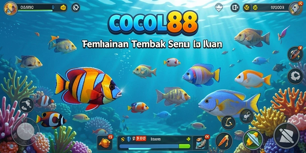 Tampilan gameplay COCOL88 dengan aksi tembak ikan yang seru.