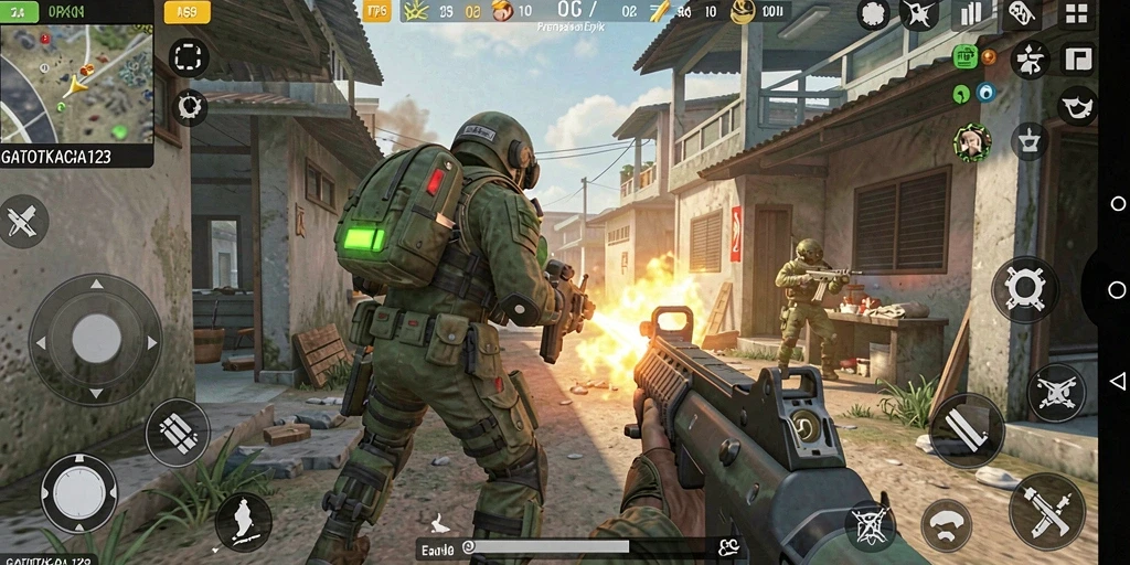 Tampilan gameplay yang intens dan mendebarkan di GATOTKACA123