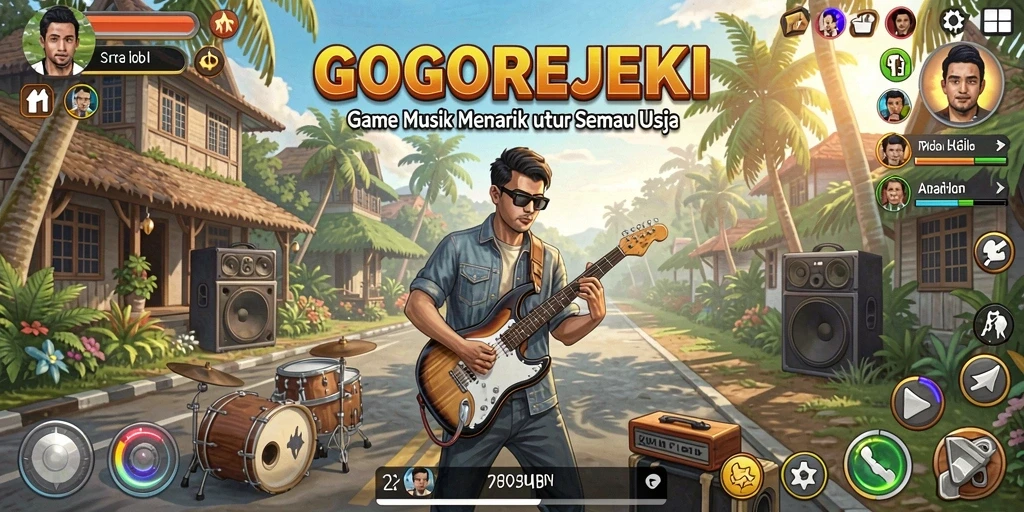 Screenshot GOGOREJEKI menampilkan gameplay yang mendebarkan saat memainkan lagu-lagu.