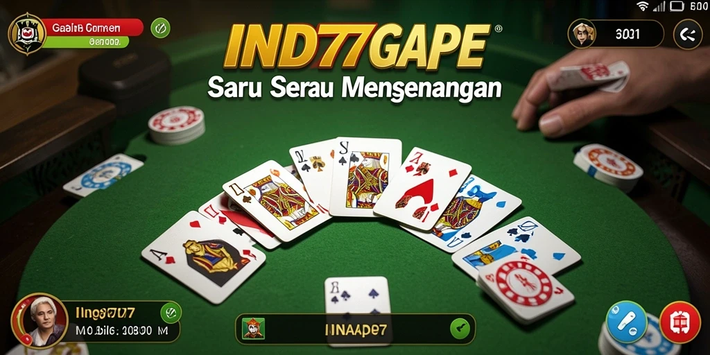 Screenshot utama menunjukkan gameplay Gaple yang seru dan interaktif.