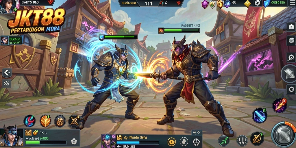 Tampilan gameplay <strong>JKT88</strong> yang seru dan penuh aksi dalam pertarungan MOBA.