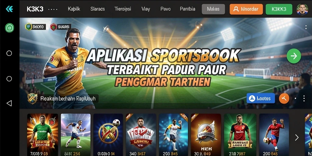 Screenshot utama K3K3 menampilkan antarmuka taruhan yang menarik dan modern.