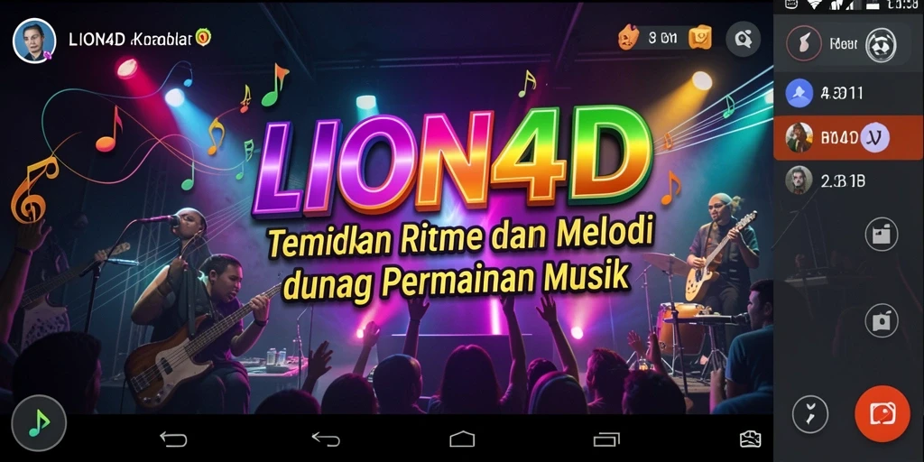 Screenshot gameplay LION4D menunjukkan tantangan musik yang seru.