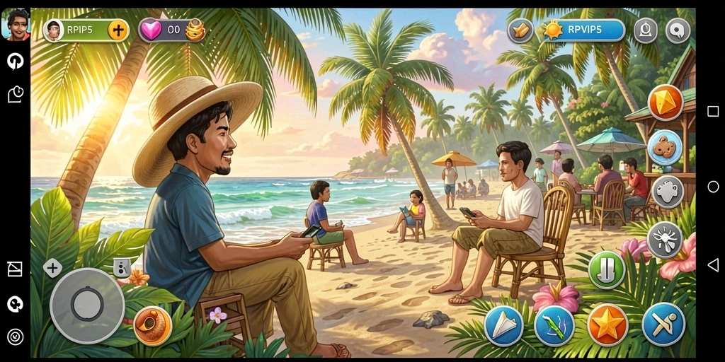Tangkapan layar gameplay RPVIP5 menunjukkan aksi santai dan menghibur.