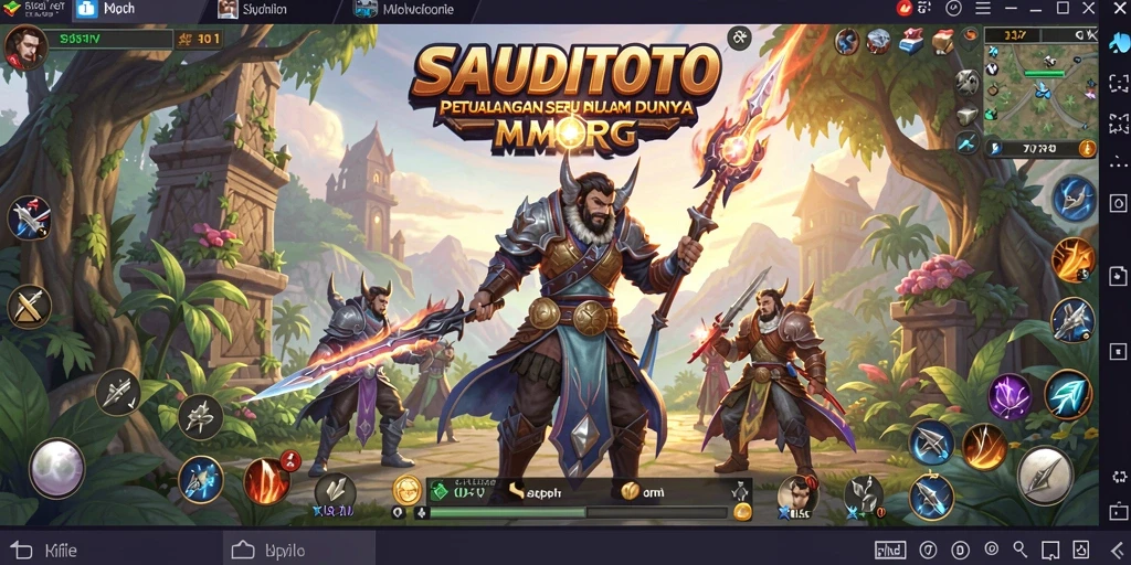 Screenshot gameplay <strong>SAUDITOTO</strong> menunjukkan pertarungan epik dalam dunia MMORPG.