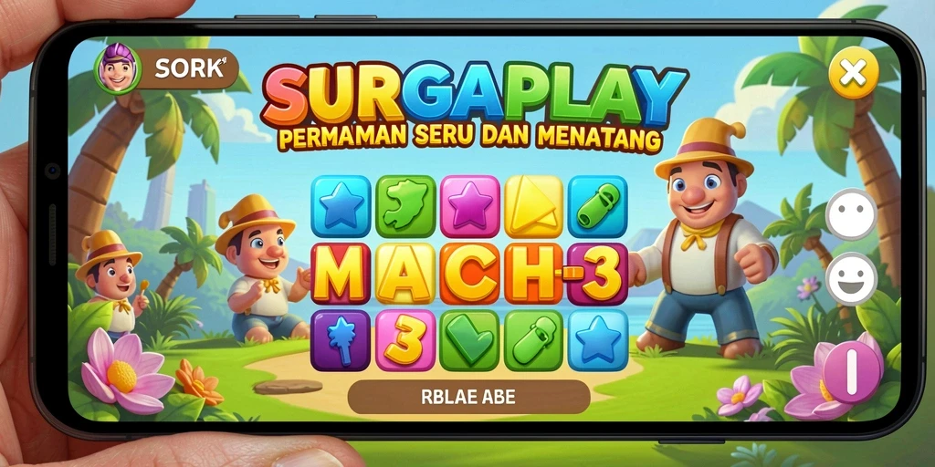 Gameplay seru Match-3 dengan kombinasi warna menarik.